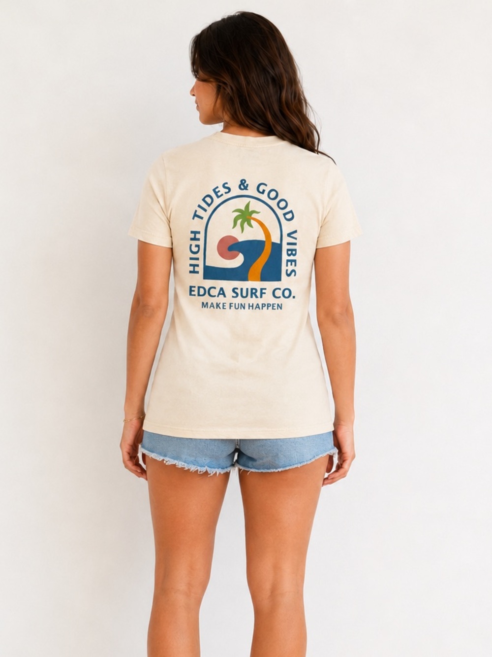 EDCA Surf Co. High Tides & Good Vibes Short Sleeve Tee - Cream